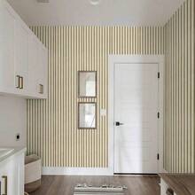 1pc Yellow Grid Wood Grain Contact Paper, Self-Adhesive Wallpaper, Home Decor Peel And Stick Wallpaper, Vinyl Film Wall Sticker, Self-Adhesive Removable Waterproof Wallpaper, Suitable For Kitchen Backsplash, Ceiling, Countertop, Cabinet Decor - Beige - View 2