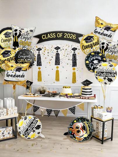 5pcs Graduation Balloon Set - 18 Inch Graduation Foil Balloons, Assorted Styles, Suitable For 2026 Graduation Party Decor, Graduation Theme, Graduation Ceremony Party Decor, Classroom Atmosphere Decoration Balloons, Graduation Celebration Party Supplies, Indoor And Outdoor Decorations