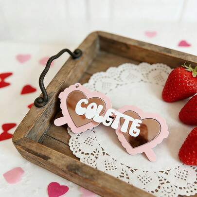 Personalized Acrylic Name Fashion Glasses Tag Backpack Charm, Mirror Beach Accessories, Cute Basket Pendant, Gift