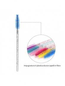 50 pezzi/set Applicatori monouso per colla per ciglie, 6 colori Pennelli per trucco con manico in cristallo, per estensione ciglie - Multicolore - Visualizzare 5