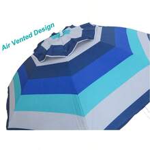 Heavy-Duty 6' Blue Striped Beach Umbrella, UV Resistant Windproof Portable Sun Shelter For Camping & Poolside - 單身的 - 查看 6