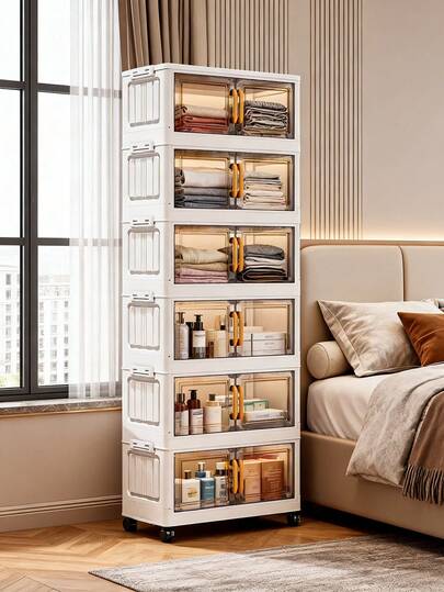 1 chiếc tủ đựng đồ gấp gọn, rộng 40-50cm, không cần lắp đặt, nhiều tầng, tủ quần áo di động cho phòng khách, phòng ngủ, thiết kế gấp gọn tiết kiệm không gian để đựng quần áo và đồ chơi.