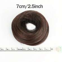 1 chiếc kẹp tóc giả thẳng cho nữ, kiểu tóc búi bồng bềnh, phụ kiện tạo kiểu tóc vòng tròn mềm mại. - Nhiều màu - Xem 4