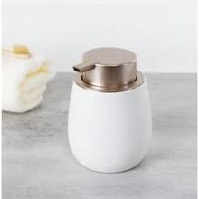 1个400毫升陶瓷手动按压式皂液器 - 宽口可重复灌装台面瓶，适用于洗手液、洗发水、润肤露 - 高品质，适用于浴室、厨房和酒店，无需用电 - 廣口氣泡瓶400ml - 查看 9