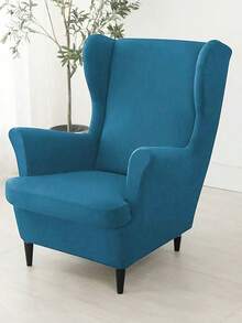 1件牛奶丝面料加厚弹力防水防尘老虎图案凳套，防刮耐磨，单人沙发套，美式高背老虎椅套 - 藏蓝色 - 查看 4