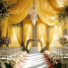 1pc 30m Long Yellow Wedding Backdrop Curtain. Soft Mesh Fabric Suitable For DIY Decoration In Various Scenarios - Perfect For Chair Sashes, Wedding Car Ribbons, Christmas Tree Decorations, Arch Decor, Stage Setting, Living Room Decor, Ceiling Decor, Table Runners, Home Room Decor - View 12