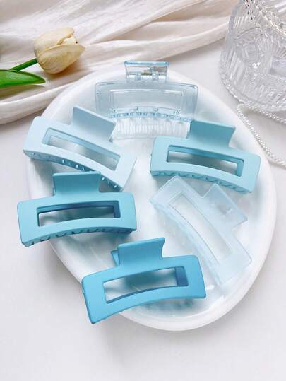 Matte Light Blue Square Hair Clip, Minimalist Multipurpose Hair Accessory For Women, Suitable For Spring/Summer, Vacation Outfits Summer Beach Claw Clips Vacay Hair Clips
