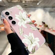 1 chiếc ốp lưng điện thoại mềm họa tiết hoa ly trắng và bướm, tương thích với Honor, Galaxy A04e, A12, A13, A14, A34, A50, A52, A53, A54, S21, S22, S23, S24, S25, S25 Ultra, 6A, 7A, 8A, 12T, 13T - Trong sáng - Xem 5