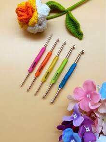 5pcs Double-Ended Crochet Hook Set, Colorful Soft Non-Slip Silicone Handles, Multi-Size, Suitable For Home, DIY, Knitting, Sewing - Double-ended Silicone Crochet Hook - View 10