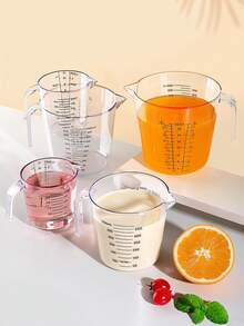 Cốc đong chất lỏng bằng nhựa 600ml/300ml/150ml, cốc đong đa năng dùng trong làm bánh và nấu nướng, dụng cụ nhà bếp thiết yếu. - Trong sáng - Xem 2