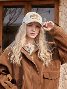 CAMEL CROWN Corduroy Baseball Cap, Unisex Wide Brim Casual Cool American Style Baseball Hat - Beige - View 6