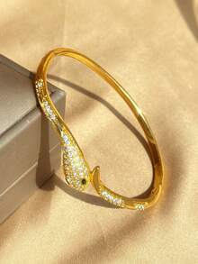 Conjunto de pulseiras em formato de cobra com zircônias cravejadas e banho de ouro 18K | Pulseira luxuosa com cabeça e cauda curva de cobra | Joias da moda em estilo boêmio, perfeitas para casamentos, festas, uso diário, férias, praia e festivais | Presente ideal para madrinhas, Dia dos Namorados, aniversários, Natal e outras ocasiões especiais. - Multicolorido - Ver 6