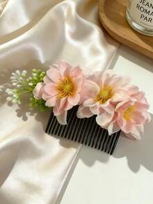 1pc Floral Hair Comb, Sweet Girly Spring Flower Hair Accessory, Photogenic Spring Decor,Summer,Holiday,Travel, Accessories For Women, Bun Extension - Multicolor - View 2
