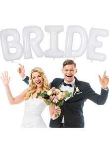5个/套白色新娘气球套装，含“BRIDE”字母气球，适用于婚礼庆典、订婚派对、新娘送礼会装饰、室内外装饰，是完美的婚礼装饰之选。 - 均碼 - 查看 6