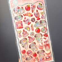 Kawaii 3D Relief Panda Unicorn Rabbit Cat Animal Laser Holographic Epoxy Resin Sticker Seal For Scrapbooking Sticker Exchange Cute DIY Phone Case Laptop Water Bottle Decoration Sticker School Stationery Supply,Reusable Sticker,Glitter Sticker - 黑色 - 查看 6