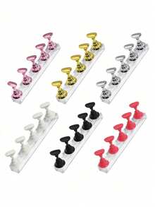 2 Sets (10pcs Total) - Nail Art Display Stand Set, Nail Art Practice Holder Tray, Pre-Painted Nail Art Stand, Nail Art Exhibition Rack, Home Salon Beginner Nail Art Kit (Silver) - Multicolor - View 8