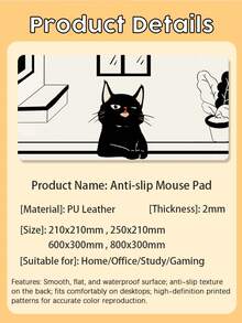 1 tấm lót chuột máy tính cỡ lớn bằng da PU họa tiết mèo hoạt hình, chống trượt, có thể giặt được, phù hợp cho chơi game, văn phòng và học tập, có thể dùng làm quà sinh nhật hoặc quà tốt nghiệp, hình vuông hoặc hình tròn. - Xem 12