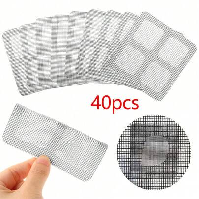 40pcs Window Screen Repair Kit, 4 Inch X 4 Inch (10cm X 10cm) Patches, 3-Ply Heavy Duty Adhesive Mesh Tape, For Repairing Rips And Holes In Door And Window Screens,For Home And Outdoor Use