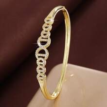 1pc Minimalist Round Chain Design Cubic Zirconia Inlaid Women Bracelet - Multicolor - View 1