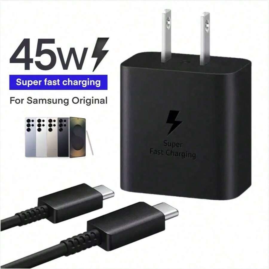 45W 超级快充 Type-C 充电器，支持 C-C 数据线，兼容三星 S26/S25/S24/S23/S22 和 17/16/15 系列 - 美規A型插(110-127V) - 查看 1