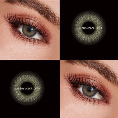  LEERMOO Big Eye Girl Himalayan Green 1 Pair Free Lens Case, 6-Month Use, Natural Effect Enlarging Eyes Design, Suitable For Daily Wear, Dating, Makeup, Outdoor, Birthday Party