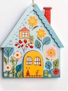Placa de Casa em Estilo Minimalista e Cartoon de Madeira, Adequada para Decoração Interna de Casa, Quarto, Sala de Estar, Escritório e Café, Decoração para Dia dos Namorados, Dia das Mães, Ação de Graças e Natal, Placa e Sinal Decorativo - Multicolorido - Visão 4