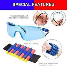 POKONBOY - Compatible con suministros de fiesta Nerf - 16 juegos de accesorios para pistola para niños - anteojos tácticas mascarilla muñequeras dardos y más - 16 juegosmuequeras - Ver 5
