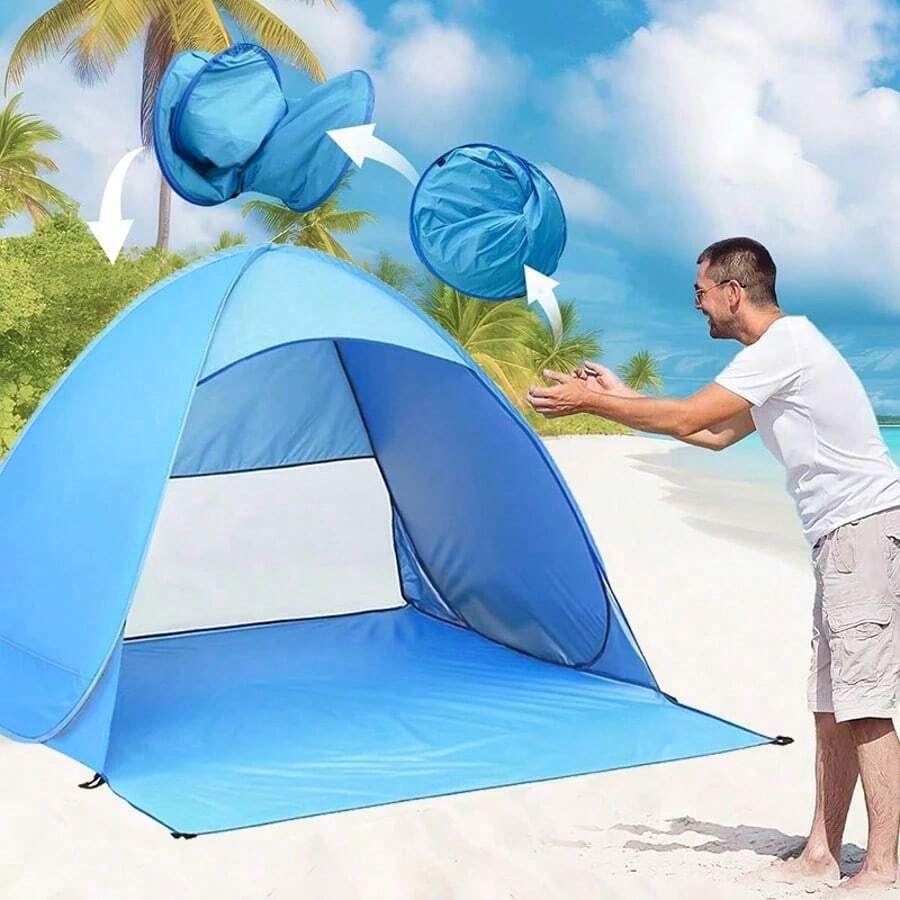 1 pieza Toldo de sombra automático para playa, camping y pesca al aire libre, diseño portátil y ligero, ideal para vacaciones y aventuras al aire libre, accesorio esencial para la playa - C - Ver 1