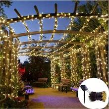 1 unidade de luzes solares de LED para exterior - Disponível com 20/50/100/200 LEDs e comprimentos de 4,8/7/12/22 metros. Estas luzes de fada com classificação IP65 são adequadas para decorar jardins, pátios, Natal, Dia dos Namorados, feriados, escritórios e quartos. - Luzes de corda solares - Ver 4
