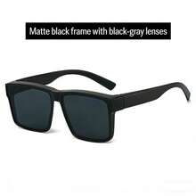 1pc Matte Black Square Unisex Glasses, Large Frame Design With Protective Function, Retro Thick Frame Fashion Glasses, Suitable For Street Style, Hip-Hop, Beach Vacation, Driving And Casual Daily Wear - Multicolor - View 3