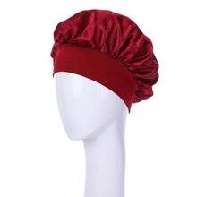 3件装女士多色宽檐发带，丝缎材质，适合日常佩戴和睡眠帽 - 黑酒紅藏青 - 查看 5