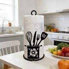 Portarotolo di carta igienica elegante a forma di pala in metallo, portarotolo in ferro nero per la cucina, senza installazione necessaria, adatto per tavolo da pranzo, camera da letto e altri stili country casa, design durevole - Multicolore - Visualizzare 14