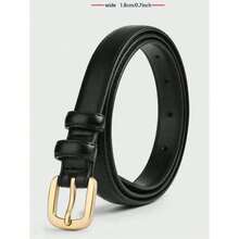 Needle Buckle Decoration Jeans & Skirt Minimalist Thin Fashion Belt, Women Casual Vintage PU Leather Belt, All Season Summer, School Fall, Autumn, Halloween - 1件黑色 - 查看 7