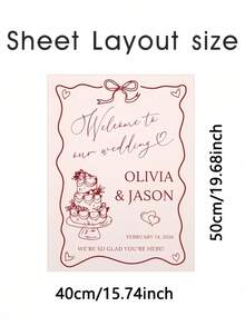 Custom Welcome Sign With Red Cake And Heart Design, PVC Floor Mount Romance Theme For Weddings Receptions And Various Celebrations Event Signage - Multicolor - View 8