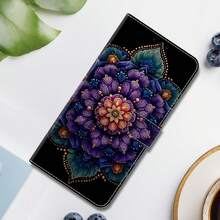 GLANDOTU Mandala Flower Pattern PU Leather Wallet Phone Case With Card Slots, Lanyard And Stand, Compatible With Multiple Phone Brands And Models - Multicolor - View 7