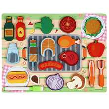 Kids Play Kitchen Realistic Vegetable & Fruit Cognitive Board Wooden Toy Set, Parent-Child Interactive Game - Multicolor - View 11