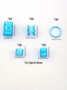 100 pièces Ensemble de dreadlocks bleu mixte, petites tresses charmantes personnalisées pour fête de rue, accessoires de costume de tresse de cheveux pour Halloween, été, vacances, voyage - Bleu azur - Voir 2