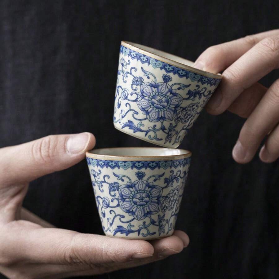 Bộ 2/4/6 tách trà gốm, tách trà chiều kiểu cổ điển, tách trà nung kiểu Ru với họa tiết hoa sen uốn lượn, có thể dùng làm tách tiếp khách, tách cá nhân, tách trà công phu, tách cà phê, thích hợp cho tiệc văn phòng, tiếp khách, sử dụng hàng ngày trong gia đình. - Nhiều màu - Xem 1
