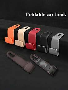Gancho para reposacabezas de asiento de coche, soporte de gancho de cuero de fibra ultrafina, adecuado para colgar bolsas y bolsos, gancho de almacenamiento universal para asiento trasero, adecuado para bolsas de la compra, bolsos, abrigos (negro) - A - Ver 7