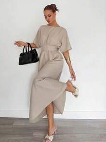 Women Long Dresses - 杏 - 查看 6