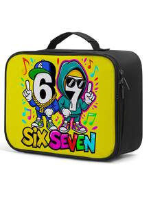 Six Seven 机器人印花方形午餐包，儿童机械图案户外野餐午餐盒，学生午餐盒，易于清洁和携带 - 單面A款橫板餐包 - 查看 14