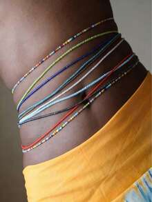 Handmade Bohemian Style Multi-Color Chain, Waist Chain, Belt, Bikini Chain, Beach Decor, Fashion Beach Party, Music Festival, Pool Party, Valentine's Day, Mother's Day, Anniversary, Birthday Gift, Eye-Catching Accessory, Belly Dance - Multicolor - View 3