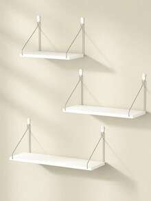 1 pieza Estante flotante montado en la pared, Estantería de almacenamiento de pared, Soporte de estantería de libros, Estante colgante de pared - Blanco - Ver 6