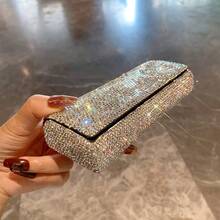1pc Luxury Rhinestone Decorated Eyeglass Storage Box, Portable Pressure-Resistant Flip Cover Eyeglass Case, PU Leather Texture, Suitable For Students' Myopia Glasses, Reading Glasses, Fashion Glasses, Party Glasses Storage - Multicolor - View 10