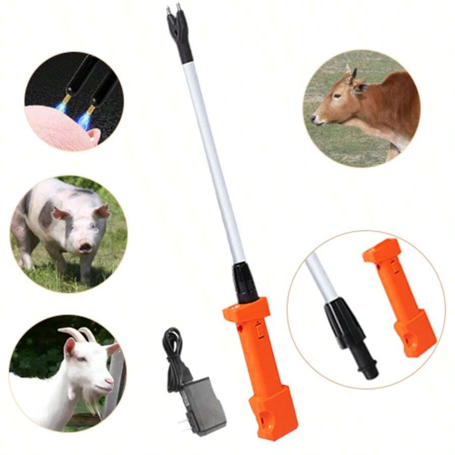 Disparador eléctrico portátil desmontable, resistente al agua y a los golpes, herramienta para alejar animales domésticos, equipo para alejar animales de granja, bastón eléctrico universal para repeler cerdos, adecuado para cerdos, vacas y ovejas. - Ver 1