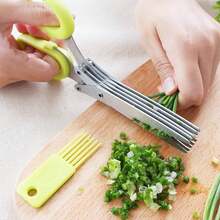 Juego de 5 tijeras para hierbas - Tijeras de cocina resistentes con cepillo de limpieza, tijeras de cocina multiusos de acero inoxidable, diseño ergonómico de doble mano para zurdos y diestros, adecuadas para uso diario y como regalo, disponibles en verde y azul - Multicolor - Ver 7