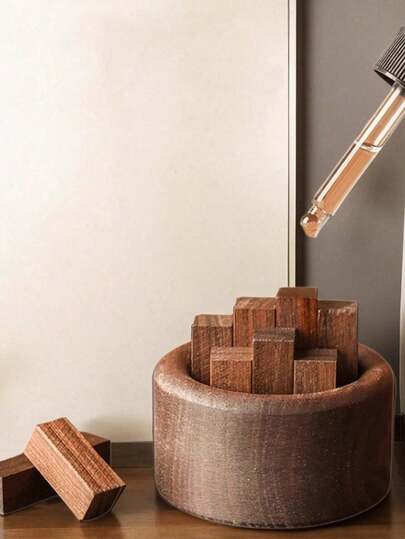 Que khuếch tán tinh dầu bằng gỗ, máy khuếch tán tinh dầu không dùng lửa cho phòng ngủ, đồ trang trí phòng thơm lâu dài, chỉ cần nhỏ tinh dầu và xoay để tinh dầu thấm vào gỗ tự nhiên.