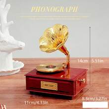 Kotak Musik Gramofon Kreatif Model Retro - Hadiah Ulang Tahun untuk Wanita, Dekorasi Meja - Gramofon Kecil 8329 - 8329 - View 4