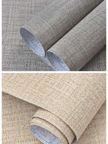 1 Cuộn Giấy Dán Tường Giả Vải Lanh, Màu Xám, Giấy Dán Tường Có Thể Tháo Gỡ Dùng Cho Đồ Nội Thất, Tủ, Phòng Ngủ, Phòng Khách, Giấy Dán Vinyl Chống Thấm Nước và Bền, 17.7inX39.3/118.1/196.8in - xám - Xem 2