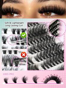 Cils Lashwhisper de style anime, doux et moelleux, longueurs mixtes de 8 à 16 mm. Cils 3D épais de style dessin animé "Misty", doux et moelleux pour extension de cils DIY, convient aux débutants - Multicolore - Voir 2